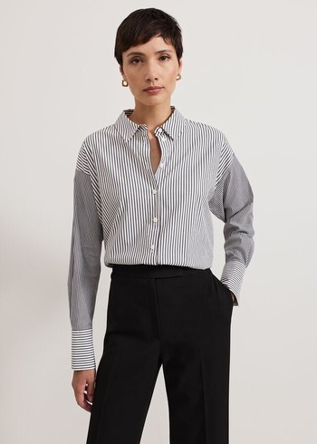 Phase Eight Mixed Stripe Shirts Black/White Canada | KWEJDR-370